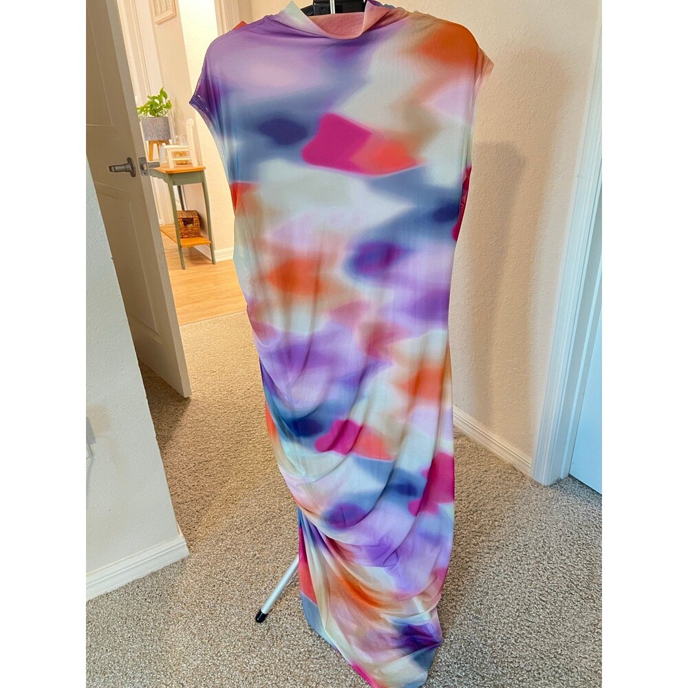 Anthropologie The Maya Ruched Cowl Neck Mesh Midi Dress Women’s Size 2X - Picture 6 of 12